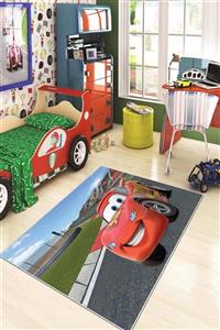 NeluxHome Kaymaz Tabanlı Makinede Yıkanır Mcqueen Arabalı Çocuk Halısı Kd049