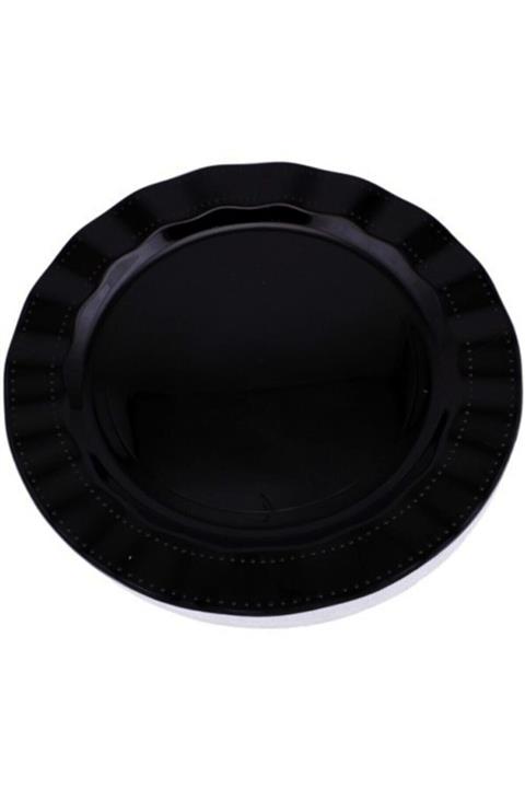 Samur Siyah  Lüks Plastik Mika Yuvarlak Tabak 26 cm 6 Adet