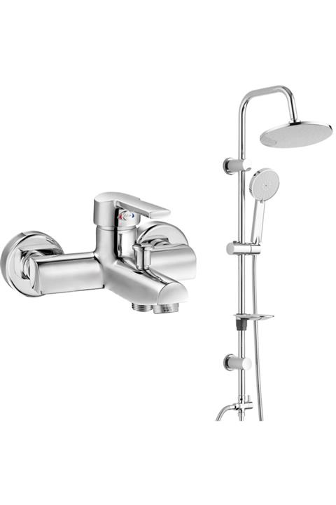 T MAY Delta Banyo Bataryası+t-may Banyo Lidya Oval Tepe Duş Takımı Seti Paslanmaz Krom