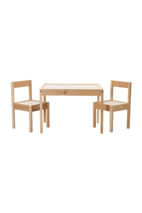 BARBUN Latt Masif Çam Ahşap Çocuk Oyun Yemek Aktivite Masası
