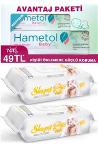 Hametol Baby Pişik Kremi 100 Gr + 30 Gr Avantaj Paketi Ve Sleepy Sensitive Islak Havlu 90'lı-2 Adet