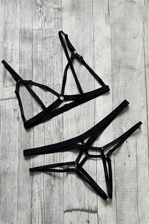 The She Deri İç Giyim Özel Tasarım Seksi Lastik Harness Takım Apft162