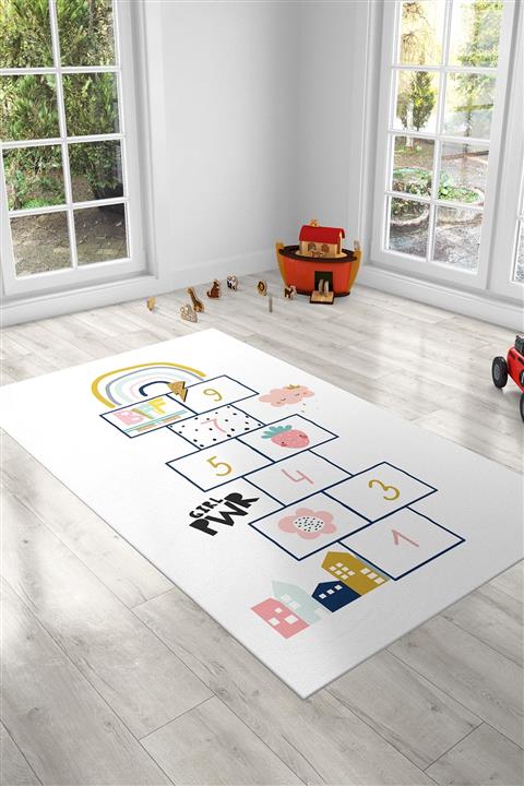 fekarehome Sek Sek Desenli Çocuk Odası Halısı Oyun Halısı (90x150 Cm)