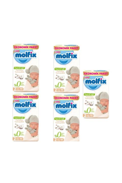 Molfix 5 Paket Pure & Soft 2 Numara Mini 220'li Bebek Bezi
