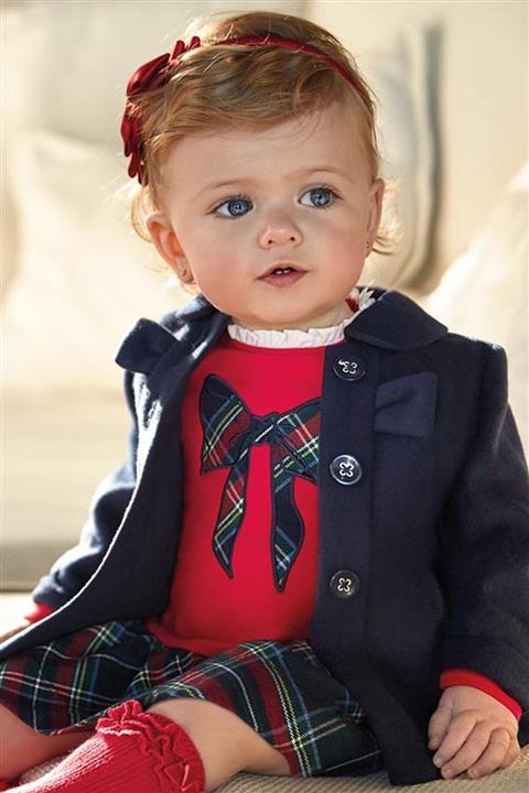 MAYORAL Koyu Mavi Kışlık Kız Bebek Kumaş Palto