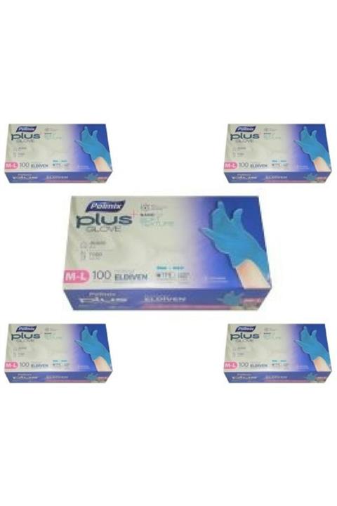 Polmix Plus 5 Kutu Pudrasız Mavi Poşet Eldiven ''m/l''