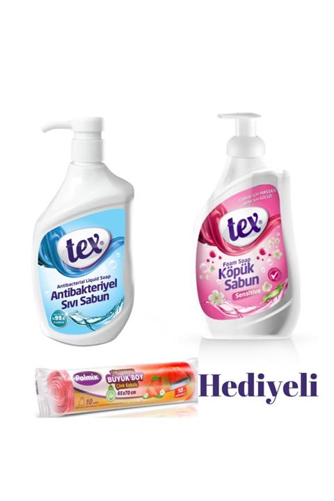 Tex Antibakteriyel Sıvı Sabun+köpük Sabun+çöp Poşeti Hediyeli 1+1 Pk