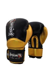 Dragon Carbon Muay Thai Boks Ve Kick-boks Eldiveni Siyah Altın