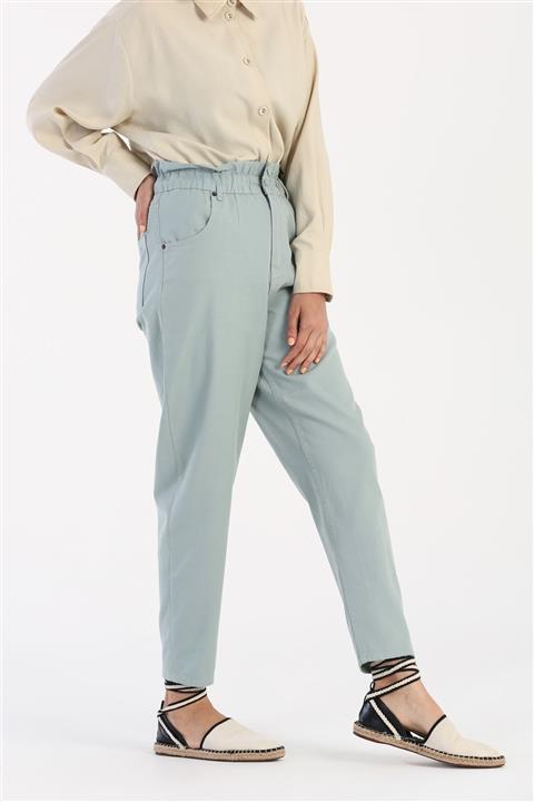 ALLDAY Mint Beli Lastikli Pamuklu Pantolon