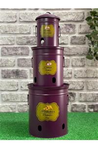 Feronyahome & Garden Mürdüm Küçük Metal Patates Soğan Sarımsak Kovası
