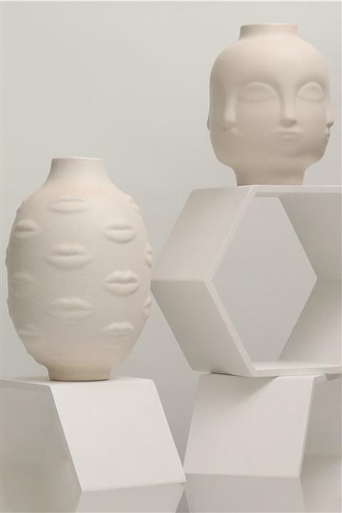 Beige & Stone All In Face Vazo Dekoratif Obje
