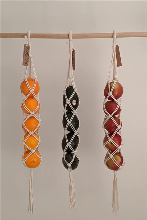 Mevita Makrome Asılı Meyve Sebze Depolama/meyve Çantası /mutfak Depolama / Meyve Hamağı