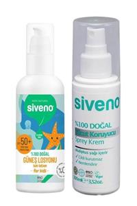 Siveno Doğal Çocuklar Için Güneş Losyonu 50+ Spf 100 ml +Vücut Koruyucu Sprey Krem 100 ml