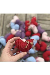 damlacraft Özel Gün,doğum Günü,nikah,kına,baby Shower Dağıtmalık Örgü Kalp Anahtarlık