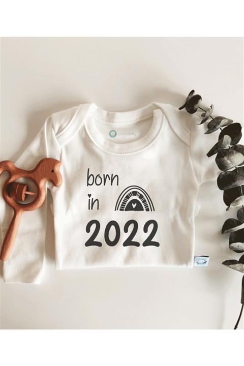 Astral Baby Born In 2022 Yazılı Uzun Kol Organik Bebek Body