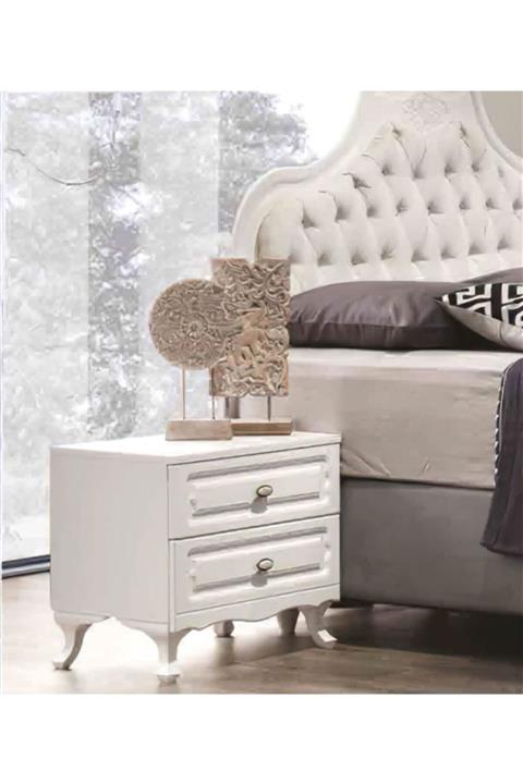 Çiftci Ticaret Beyaz Renk Mdf 2 Çekmeceli Komodin 1 Adet