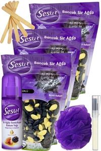 Sesu Kömürülü Inci Boncuk Granül Sir El Ağdası 250gr 3'lü Set + Yağ + Spatula + Lif + Kalemparf