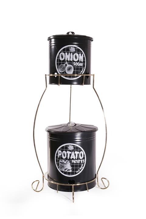 Zarif Home Gold Telli Orta Boy Patates Soğan Seti Siyah