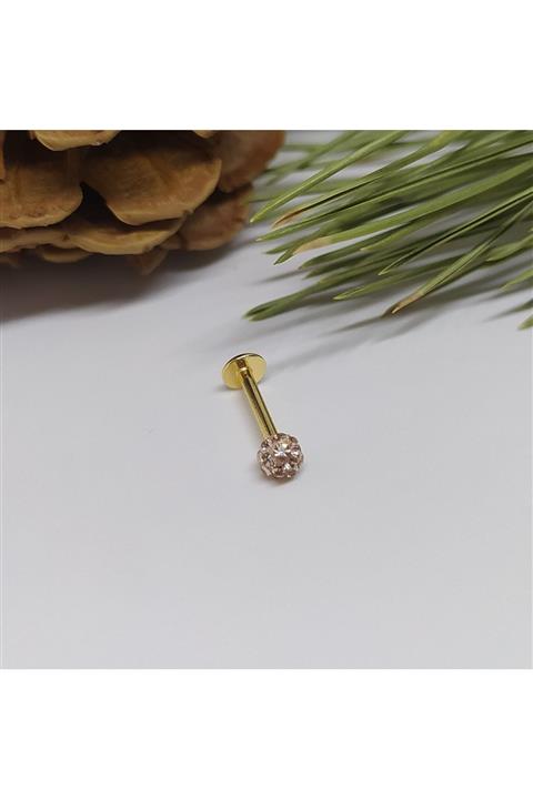 Işıl Işıl Cerrahi Çelik Gold Zirkon Taşlı Piercing, Kulak, Dudak, Burun, Septum, Tragus, Kıkırdak