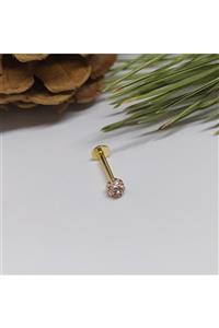 Işıl Işıl Cerrahi Çelik Gold Zirkon Taşlı Piercing, Kulak, Dudak, Burun, Septum, Tragus, Kıkırdak