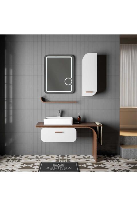 Belinza Irony 120 Cm Ceviz Beyaz Banyo Dolabı Boy Dolabı Istemiyorum