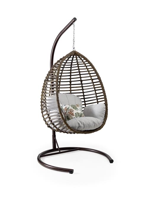 Capri Swing Kahverengi Rattan Gümbet Tekli Bahçe Balkon Salıncağı