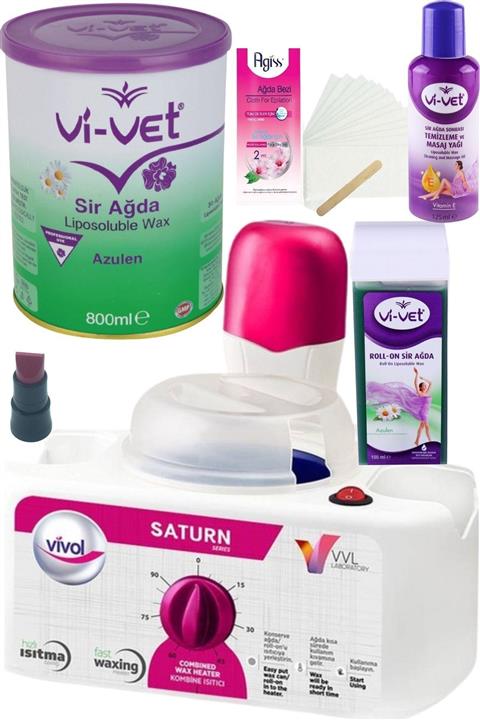 Saturn Vivet Azulen Kartuş 1ad + Azulen Konserve 1ad + Vivol 1+1 Ağda Isıtıcı Makine / Ağda Seti 6p.