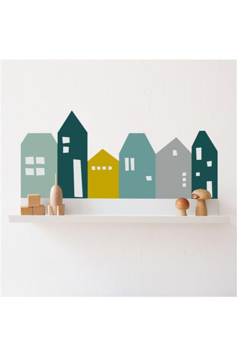 MyHappyPlace Mint Evler Bebek Ve Çocuk Odası Dekoratif Duvar Çıkartması Sticker (60 Cm)