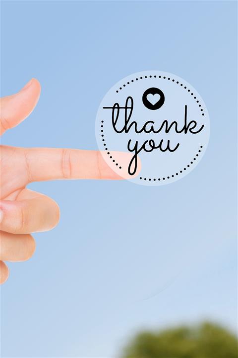 Dekorden Şeffaf Sticker, 48 Adet Thank You Şeffaf Etiket