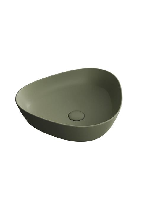 VitrA Plural 7812b475-0016 Üçgen Alçak Çanak Lavabo, Clean, 47 Cm, Mat Yosun Yeşili