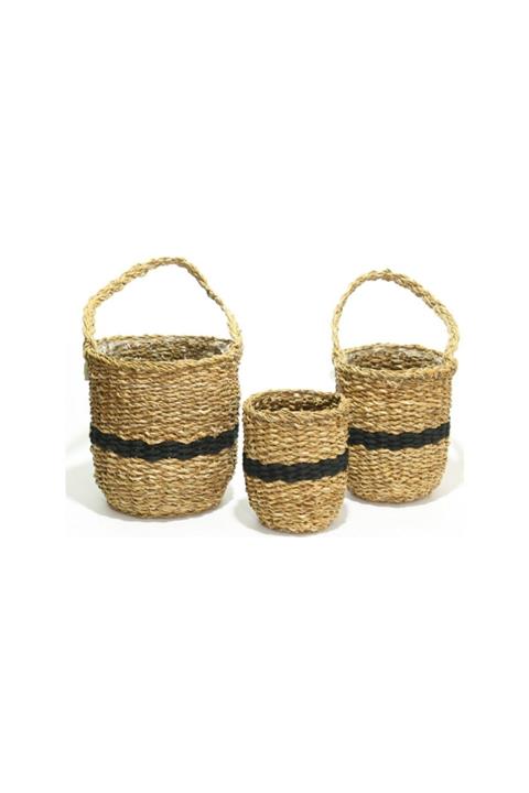 Cosargroup Hasır Sepet Örme 3'lü Set Saksılık Çok Amaçlı Sepet Svr-7334