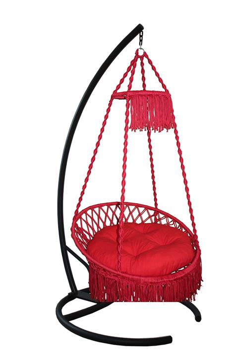 ALTINOLUK HAMAK Püsküllü Relaks Salıncak Kırmızı ( Minderli)