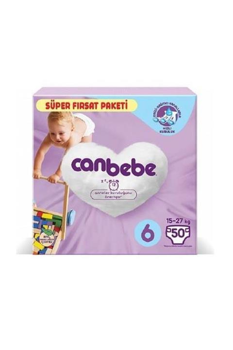 Canbebe Bebek Bezi Süper Fırsat Paketi 6 Numara 15-27 Kg 50 Adet