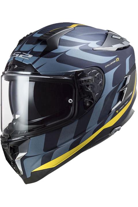 LS2 Siyah Karbon Sarı Challenger C Flames Kask