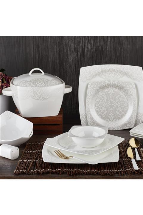Aryıldız Bone Square Porselen 60 Parça Yemek Takımı 45005