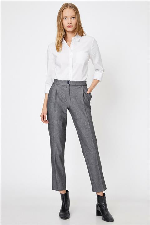 Koton Kadın Gri Desenli Pantolon