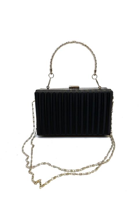 Busrabags Siyah Kanallı Kadın Gece Abiye Çanta