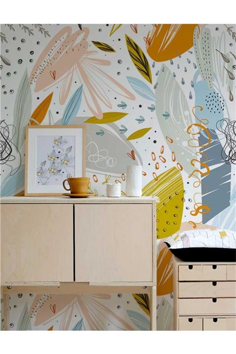 Piksel Grafik Soyut Iskandinav Desenler Duvar Kaplama Folyosu