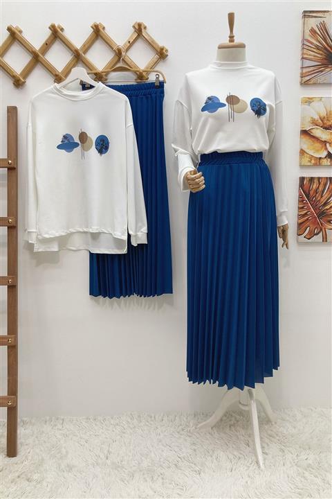 Allmıss Moon Etek Bluz Takım - Indigo