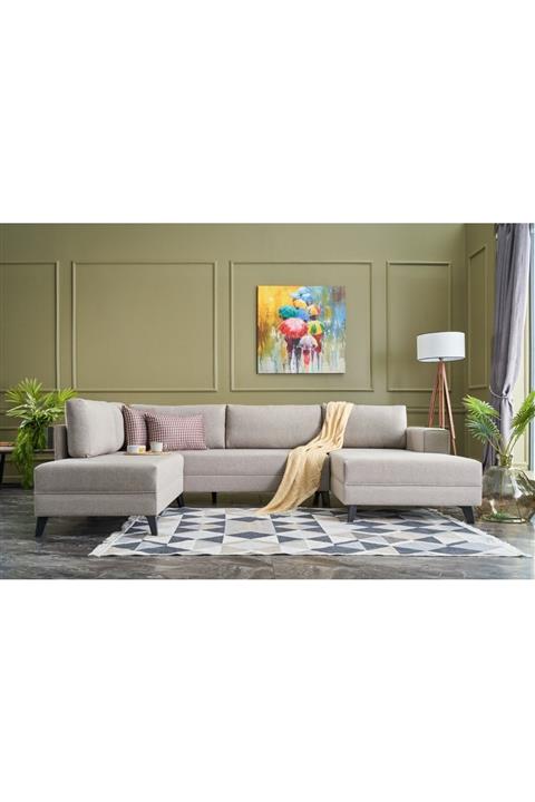 Evdebiz Efsun Yataklı Köşe Koltuk Krem