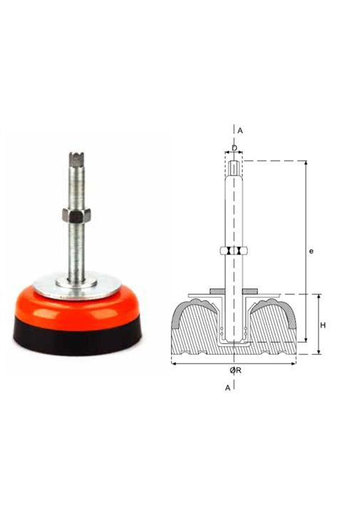 YİSA Çap:120 Civata Boyu:150 Civata:m-16x1,50 Tezgah Tamponu Federli Statik Boyalı-10 Ad.