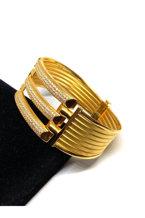 Gürler Kuyumculuk Kaburga Model Hasır 8 Ayar Kelepçe Altın Bileklik