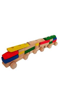 ATA AHŞAP OYUNCAK %100 Ahşap Yap-boz Tren-21 Parça-(8*45 CM-AHŞAP GELİŞİM &KAVRAM OYUNCAKLARI-RENKLİ)