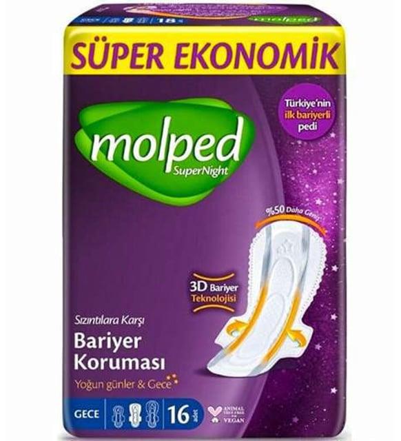 Molped Super Night Süper Gece Hijyenik Ped 16 Lı