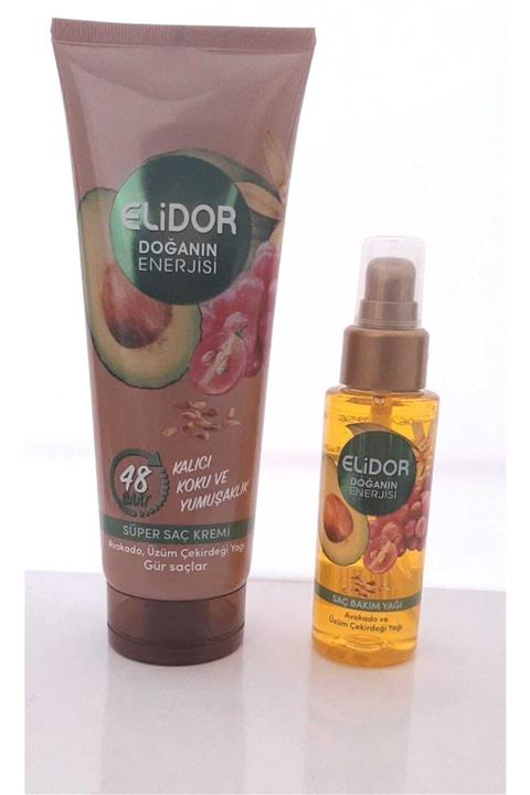 Elidor Tüp Saç Kremi 200 Ml Avokado + Doğanın Enerjisi Bakım Yağı Avokado 80 Ml