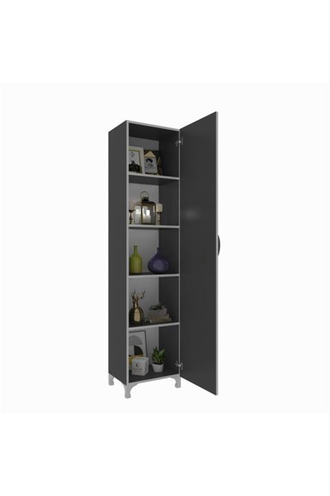 Kenzlife mutfak dolabı mine 188*050*032 gri kapaklı ayaklı banyo evrak ofis kitaplık
