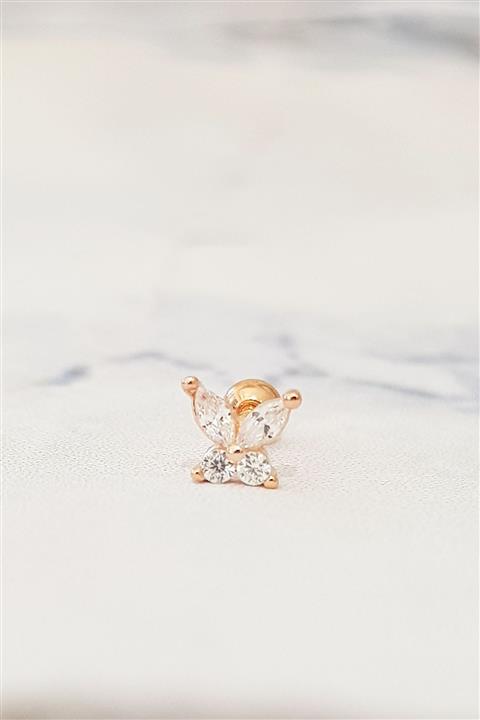 MorMajor Silver Tekli Ithal Butterfly Gümüş Piercing Küpe