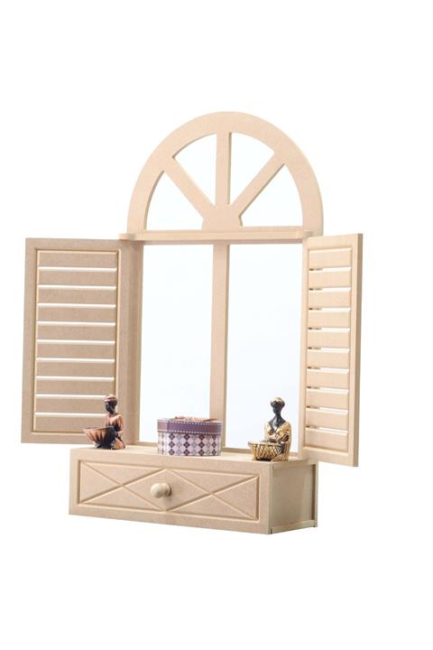 madelloon Raflı Terek Dekor Panjur Çekmeceli Raf Ahşap Mdf Hediyelik Dekoratif Akesuar