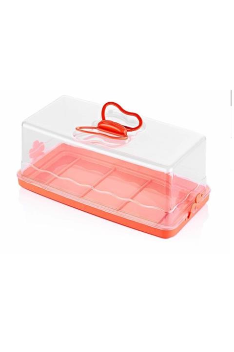 aksuticaret Baton Pasta Kek Fanusu - Kilitleme Mekanizmalı Saklama Taşıma Kabı