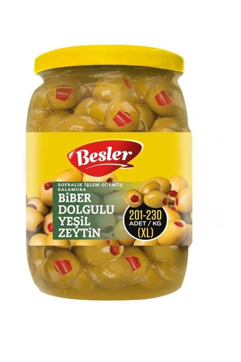 Beşler Biber Dolgulu Yeşil Zeytin 201-230 Klb 400 Gr